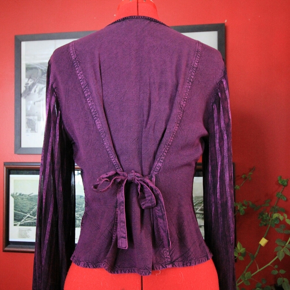 Gorgeous Purple Embroidered Hippie Boho Top - Picture 7 of 8